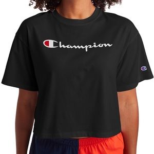 BLACK CHAMPION CROPPED TEE